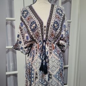 Cost Plus World Market Blue and White Maxi Dress